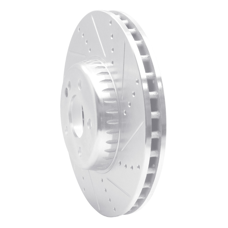 Mercedes-Benz C300 Brake Rotor (1) - Front Right - R1 Concepts - Drilled & Slotted - Silver - `15-`23
